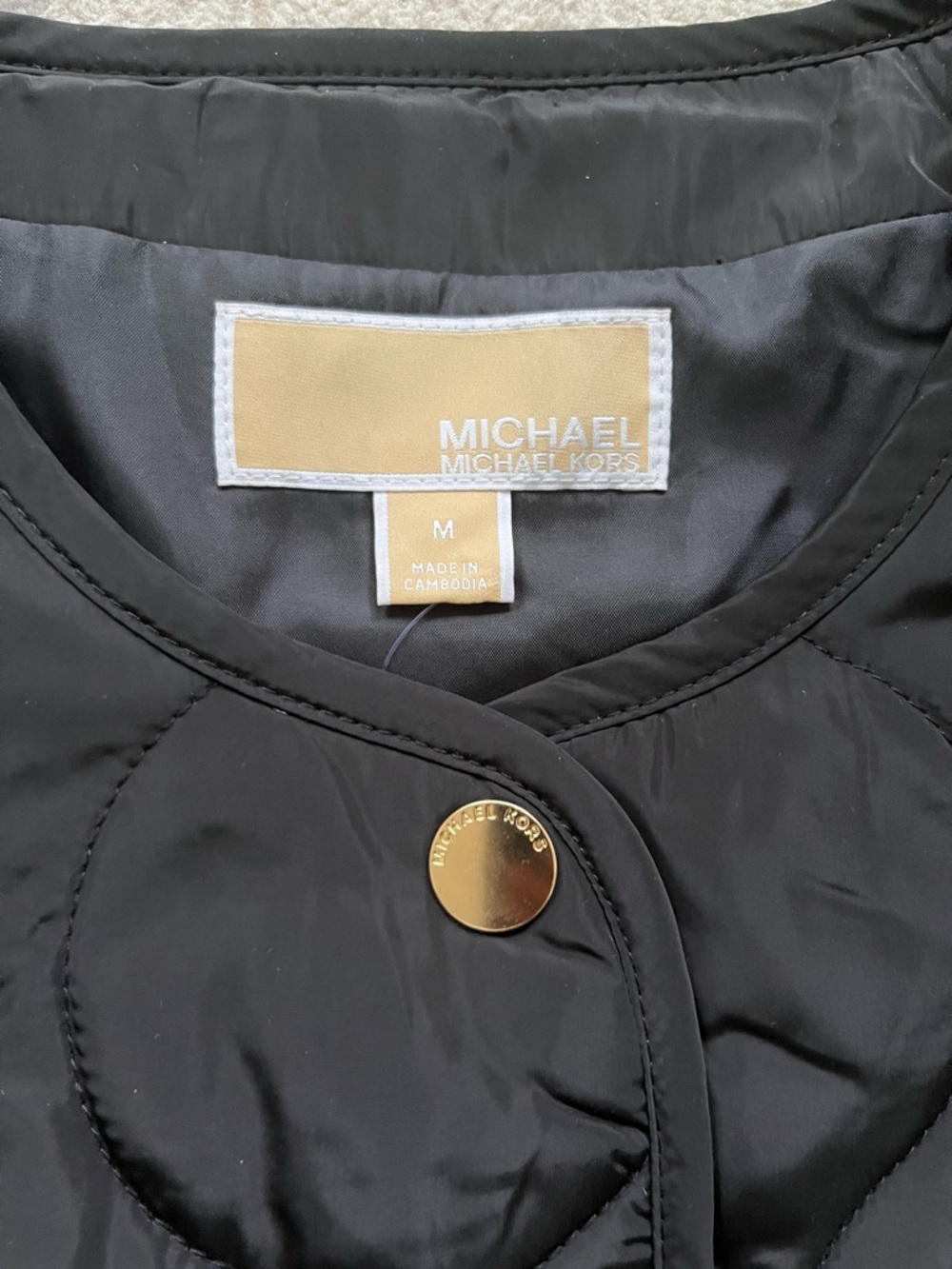 Michael Kors Black Quilted Snap-Front Vest - Picture 3 of 8